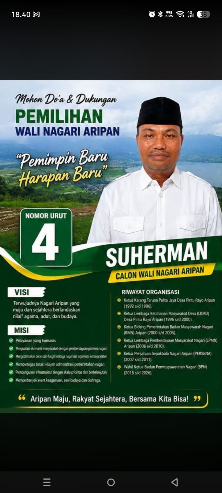 Herman Resmi Terpilih Sebagai Wali Nagari Aripan Kec. X Singkarakaripan